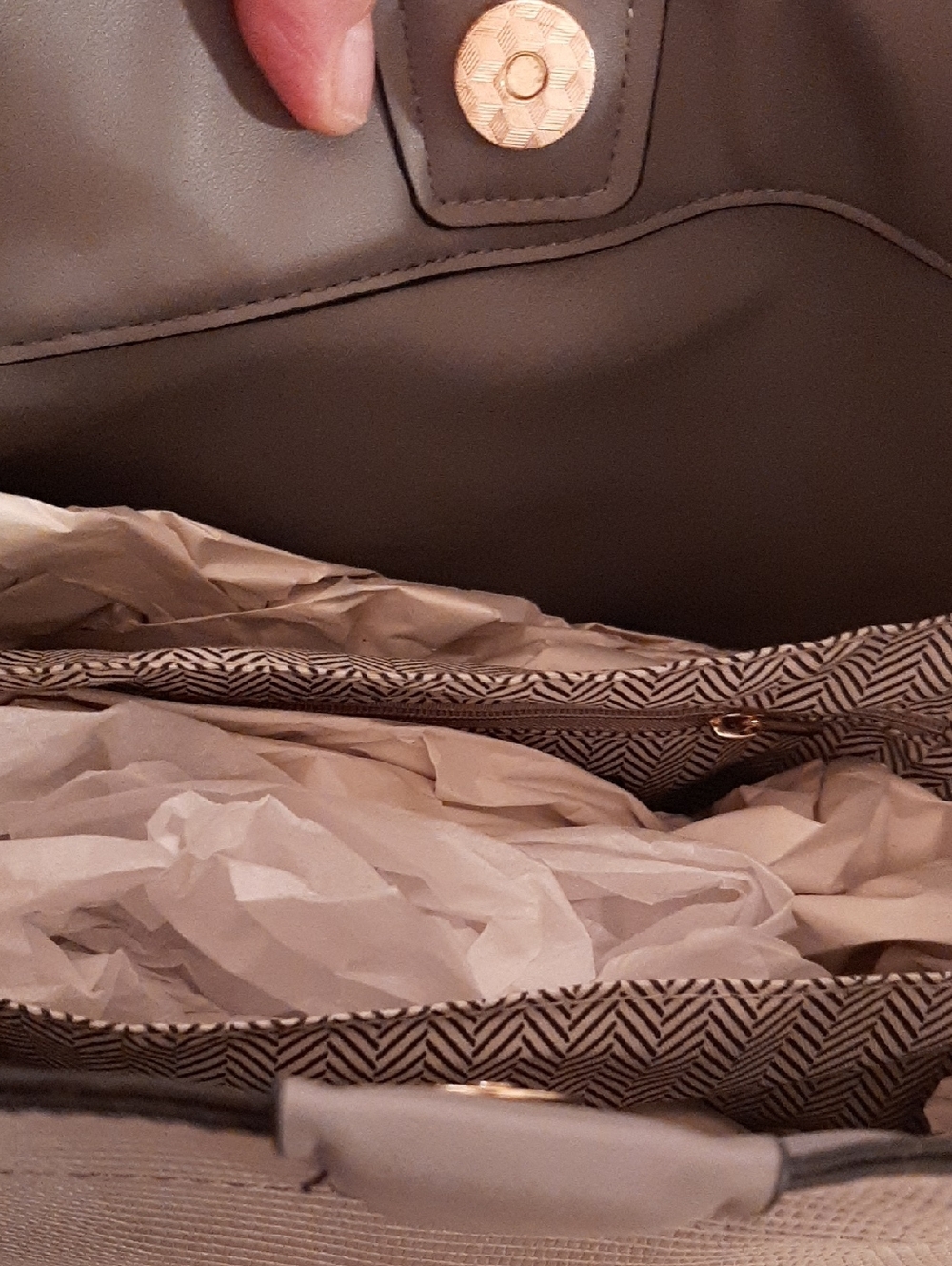Jen & Co. Vegan NWT Women’s Gray Tati Lizard Satchel- Neutral Grey Shoulder Bag - Picture 6 of 11